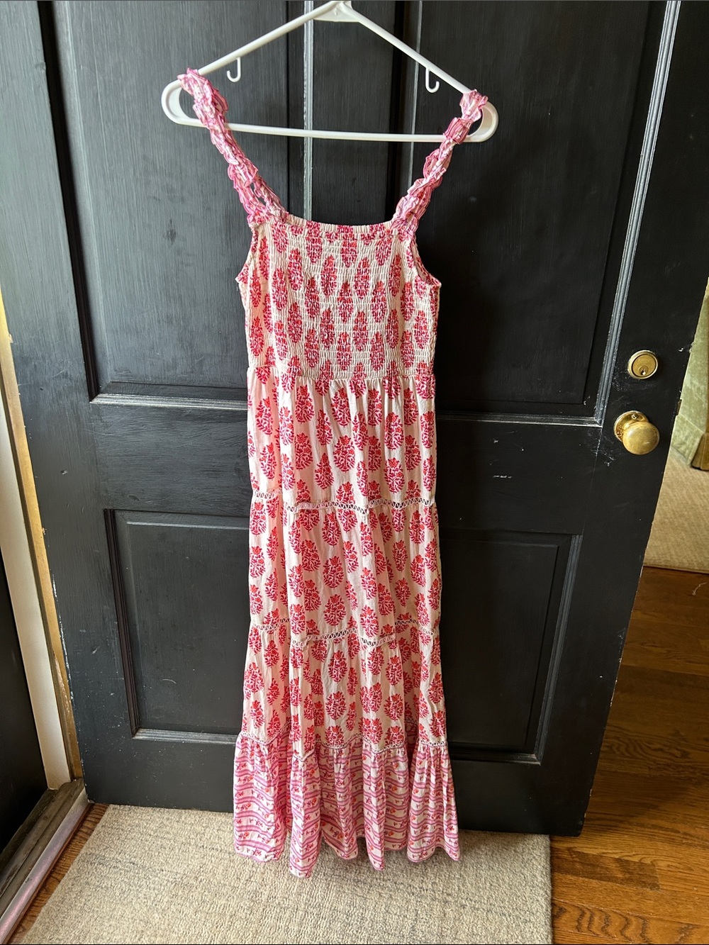 Pink Floral Smocked Maxi Dress